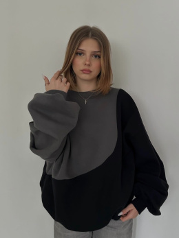 Tissie Two - Tone Gray and Black Sweatshirt